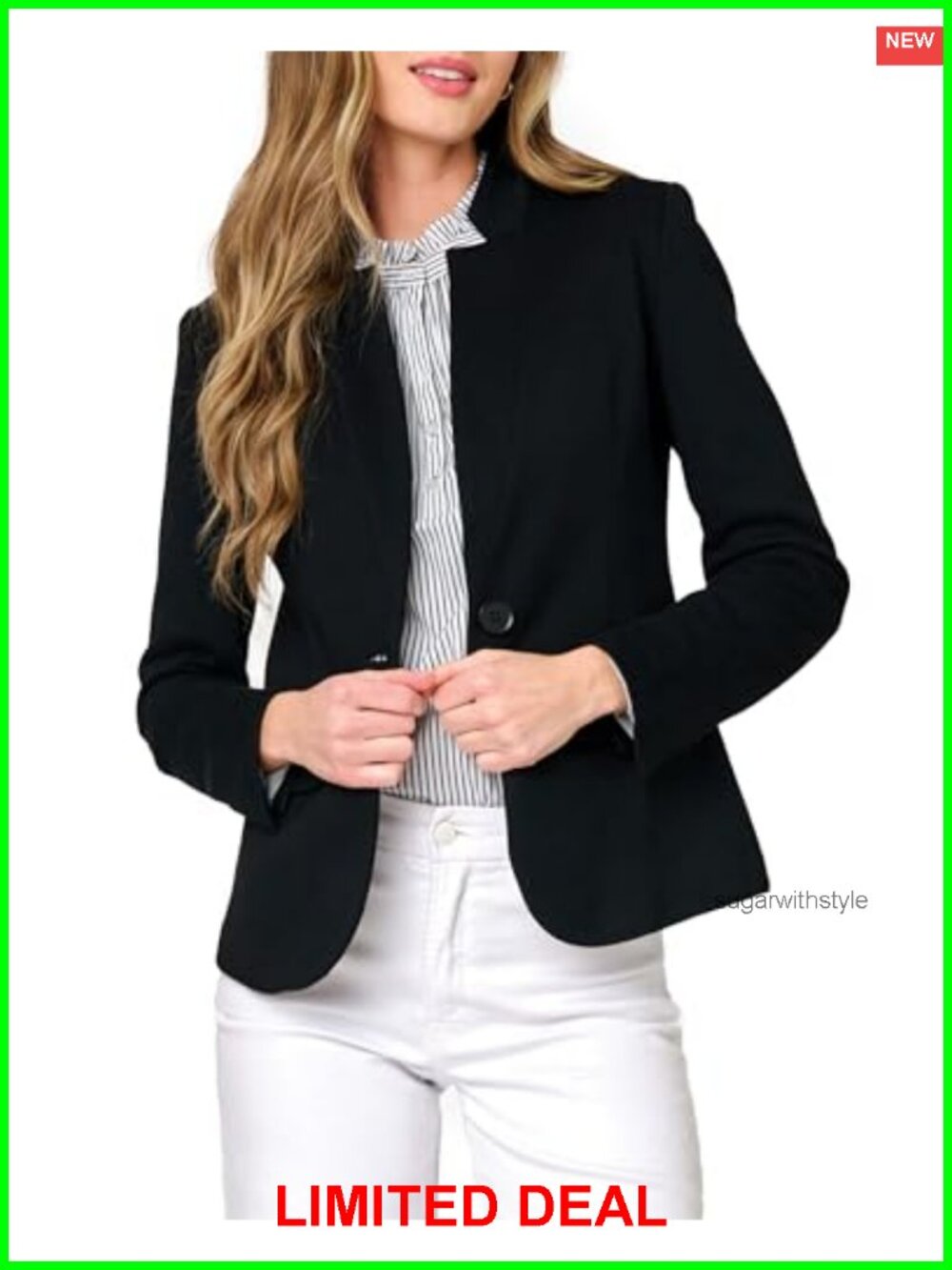 Notch Collar Open Front Knit Blazer Business Casual Office Jacket